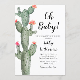 Cactus oh baby shower invitation