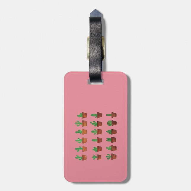 Cactus on Pink Luggage Tag (Back Vertical)