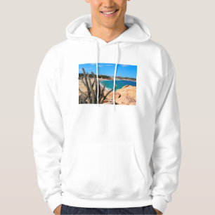 Cactus On Rocky Hilltop Over Sandy Beach Hoodie