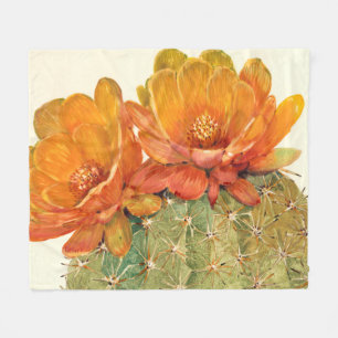 Cactus Orange Blossoms Fleece Blanket