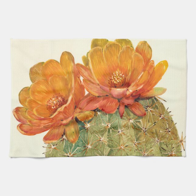 Cactus Orange Blossoms Tea Towel (Horizontal)
