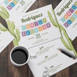 Cactus & Papel Picado Garland Texas Family Reunion Invitation