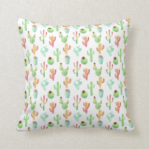 Cactus Pastel Watercolor Pattern Cushion