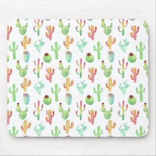 Cactus Pastel Watercolor Pattern Mouse Pad