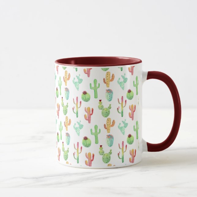 Cactus Pastel Watercolor Pattern Mug (Right)