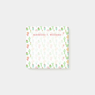Cactus Pastel Watercolor Pattern Post-it Notes