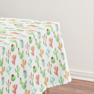 Cactus Pastel Watercolor Pattern Tablecloth