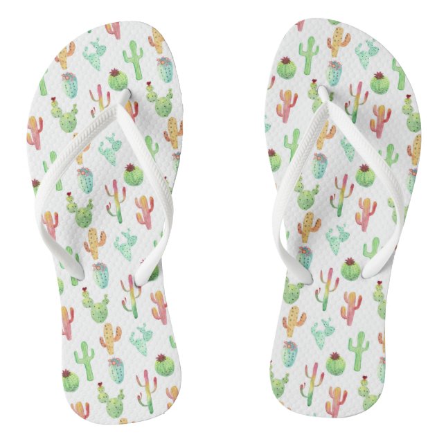 Cactus Pastel Watercolor Pattern Thongs (Footbed)
