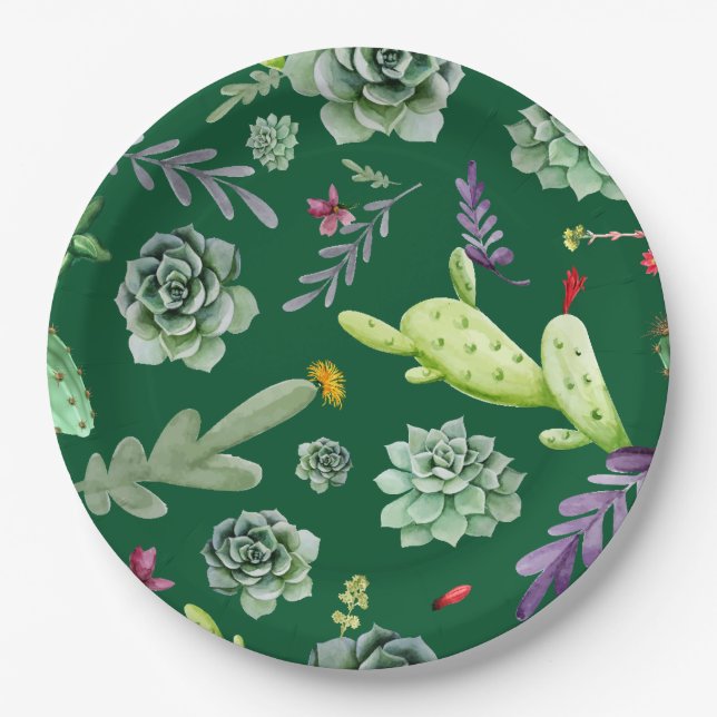Cactus Pattern 3 Paper Plate (Front)