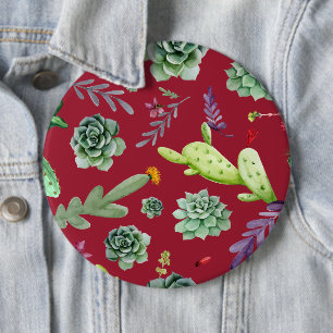 Cactus Pattern 4 6 Cm Round Badge