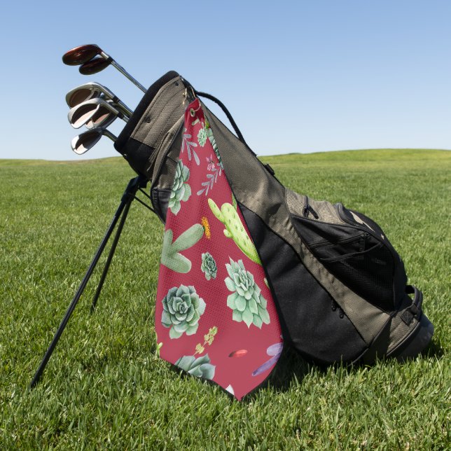Cactus Pattern 4 Golf Towel (Green)