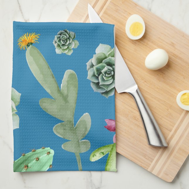 Cactus Pattern 5 Tea Towel (Quarter Fold)