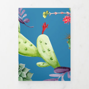 Cactus Pattern 5 Tri-Fold Holiday Card