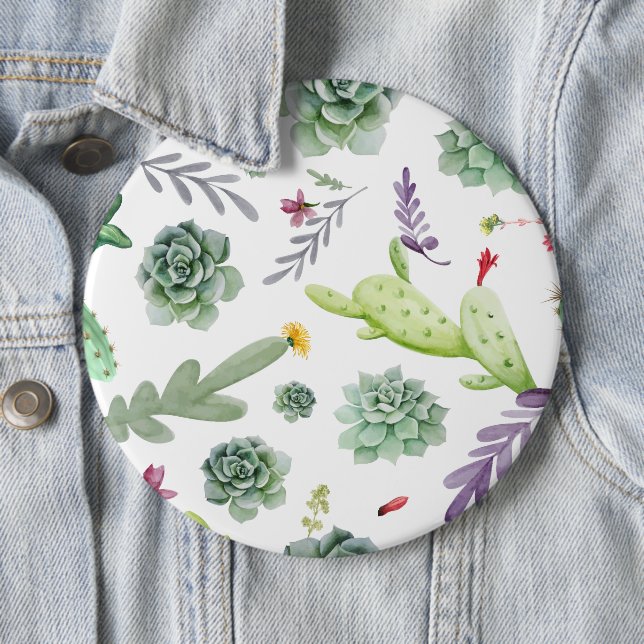 Cactus Pattern 6 Cm Round Badge (In Situ)