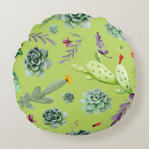 Cactus Pattern 6 Round Cushion