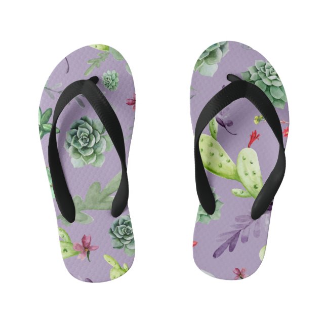Cactus Pattern 7 Kid's Thongs (Footbed)