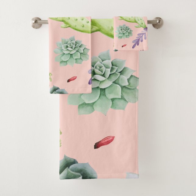 Cactus Pattern 8 Bath Towel Set (Insitu)