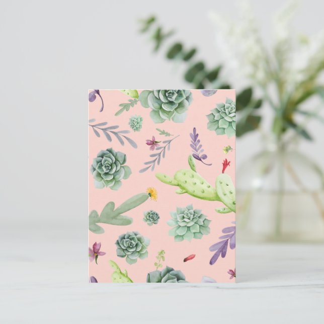 Cactus Pattern 8 Holiday Postcard (Standing Front)