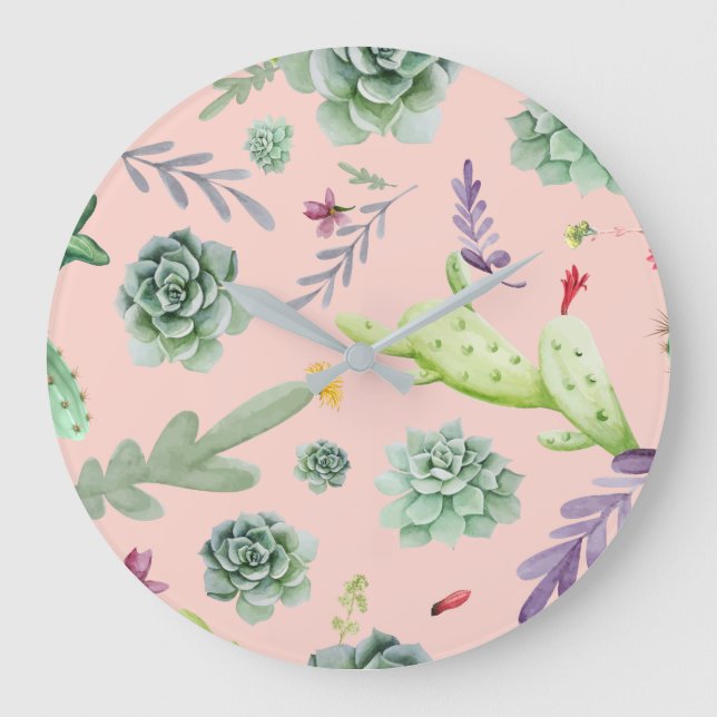 Cactus Pattern 8 Large Clock (Front)
