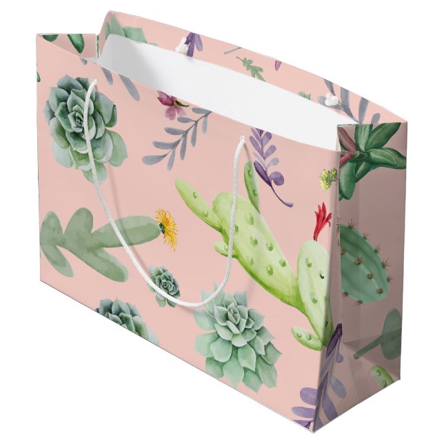 Cactus Pattern 8 Large Gift Bag (Back Angled)