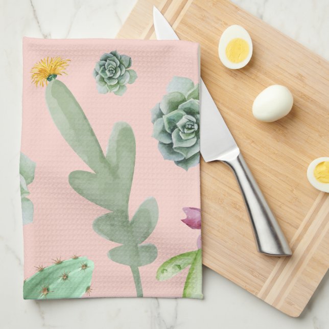 Cactus Pattern 8 Tea Towel (Quarter Fold)