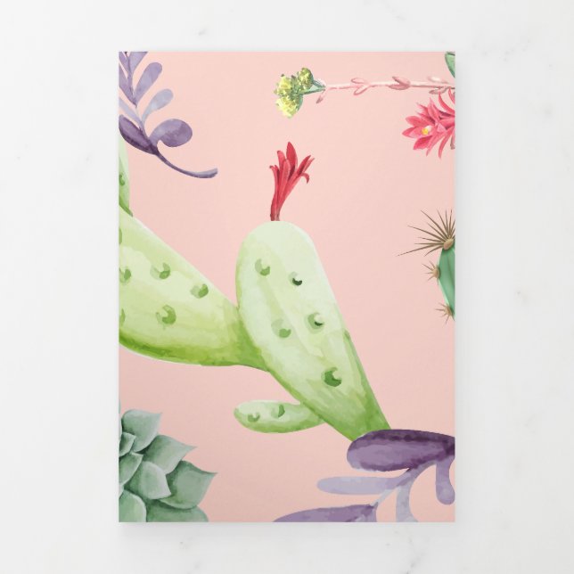 Cactus Pattern 8 Tri-Fold Holiday Card (Cover)