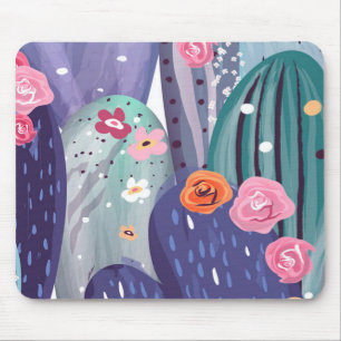 Cactus Pattern Colourful Watercolor Mouse Pad