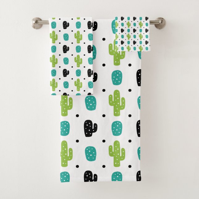 Cactus pattern design bath towel set (Insitu)
