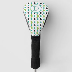 Cactus pattern green cyan flower golf head cover