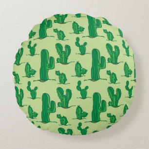 cactus pattern. hand drawing pattern. seamless han round cushion