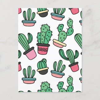 Cactus pattern holiday postcard