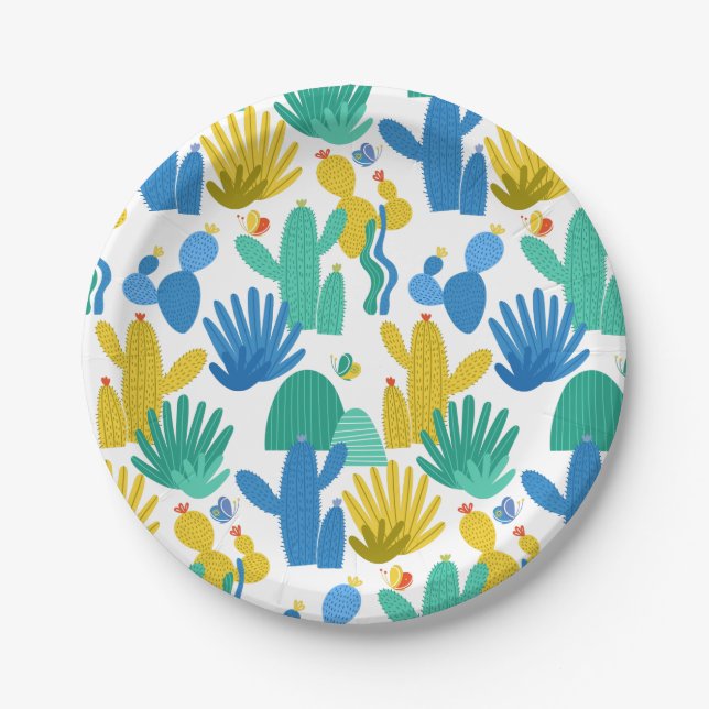 Cactus pattern paper plates (Front)