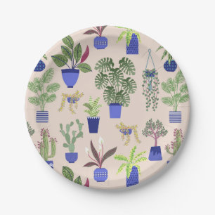 Cactus Pattern Pink Paper Plate