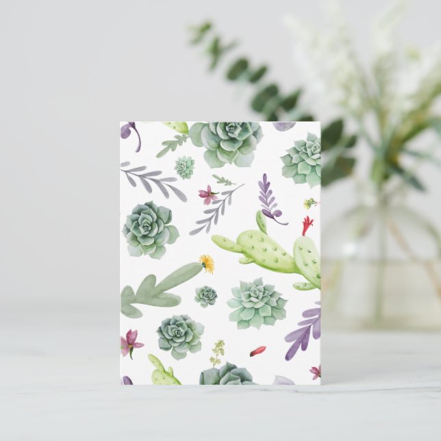 Cactus Pattern Postcard (Standing Front)