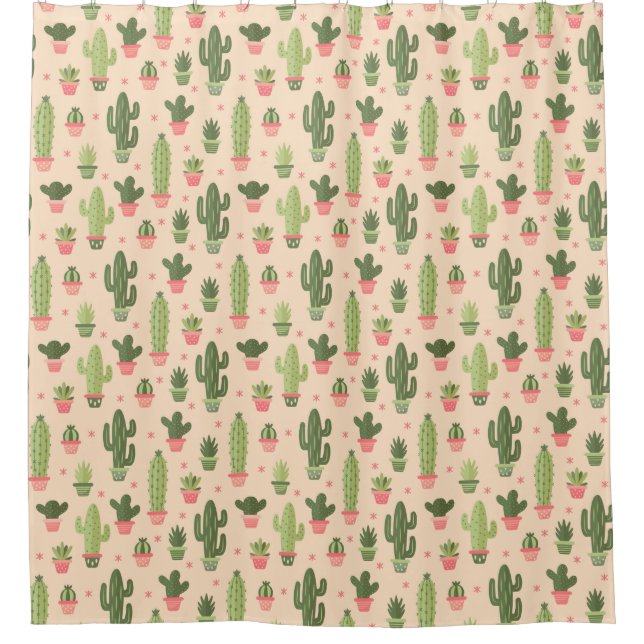 Cactus Pattern Shower Curtain (Front)