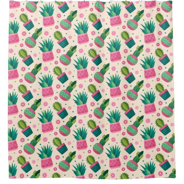 Cactus Pattern Shower Curtain (Front)