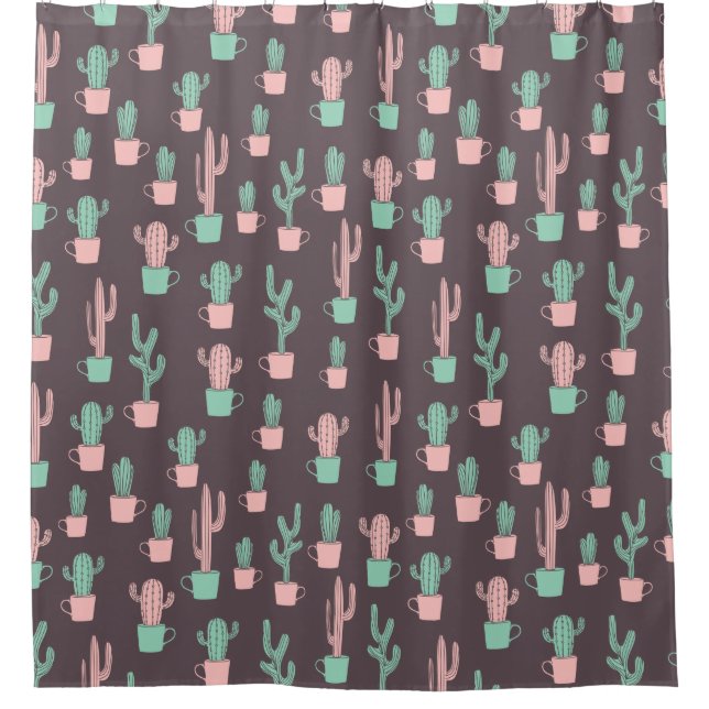 Cactus Pattern Shower Curtain (Front)