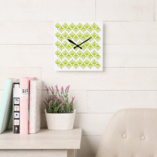 Cactus pattern square wall clock