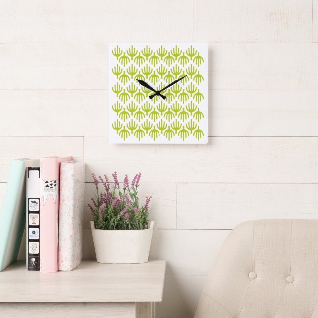 Cactus pattern square wall clock (Reading Room)