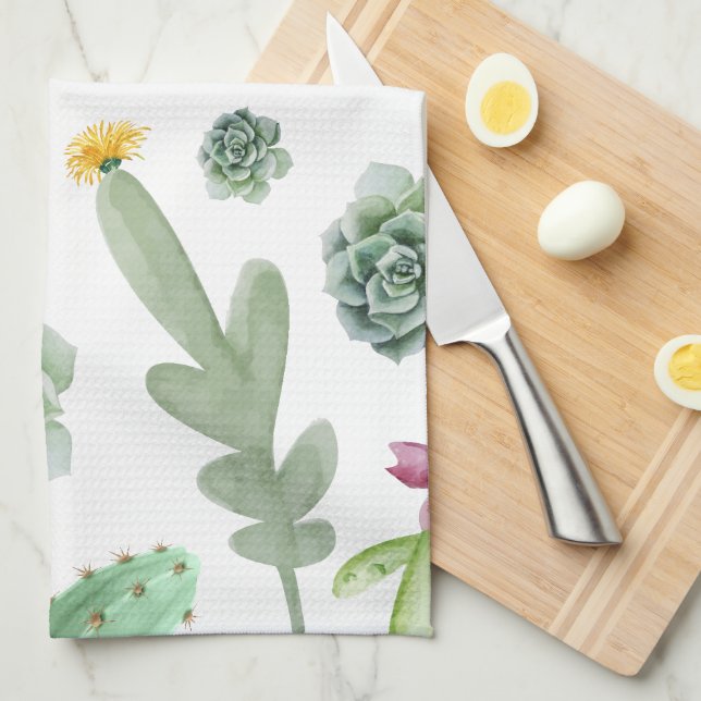 Cactus Pattern Tea Towel (Quarter Fold)