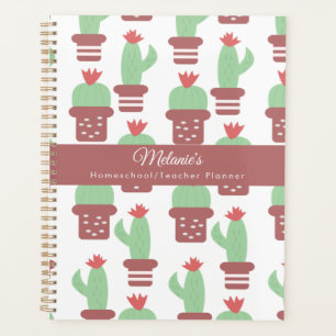 Cactus Pattern Teacher School Homeschool  Planner