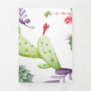 Cactus Pattern Tri-Fold Holiday Card
