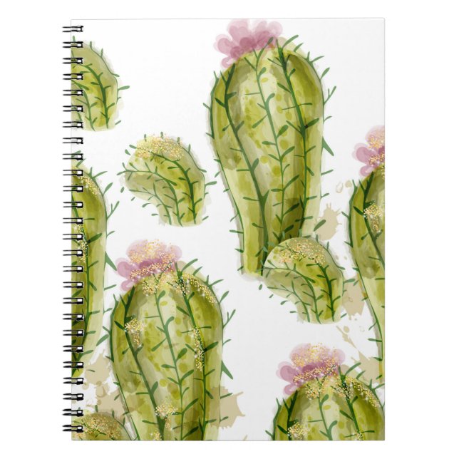 Cactus pattern watercolor notebook (Front)