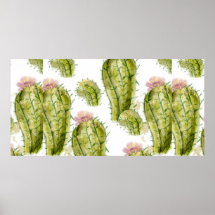 Cactus pattern watercolor poster