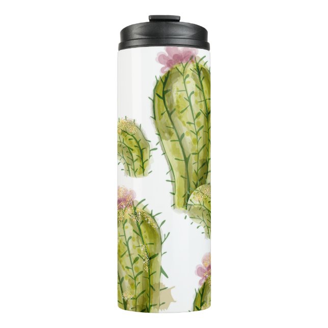 Cactus pattern watercolor thermal tumbler (Front)