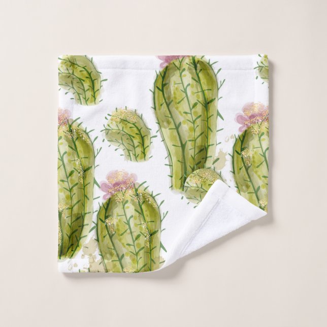 Cactus pattern watercolor wash cloth (Wash Cloth)