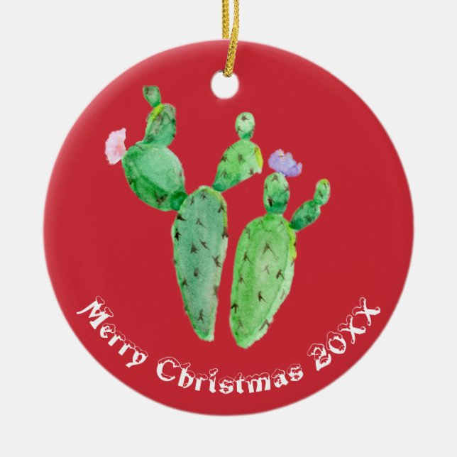 Cactus Personalised Ceramic Ornament (Front)