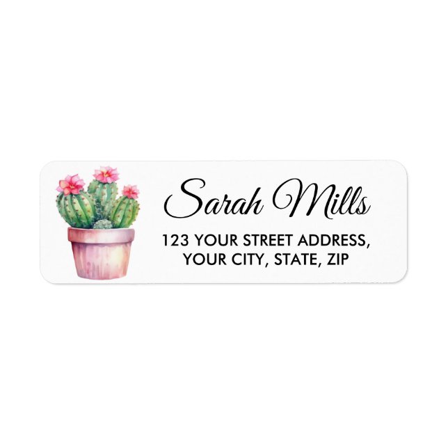 Cactus Personalised Self - Adhesive Return Address Label (Front)