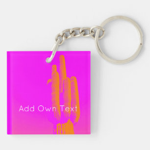 Cactus Photo Art Colourful OWN TEXT Desert Souveni Key Ring