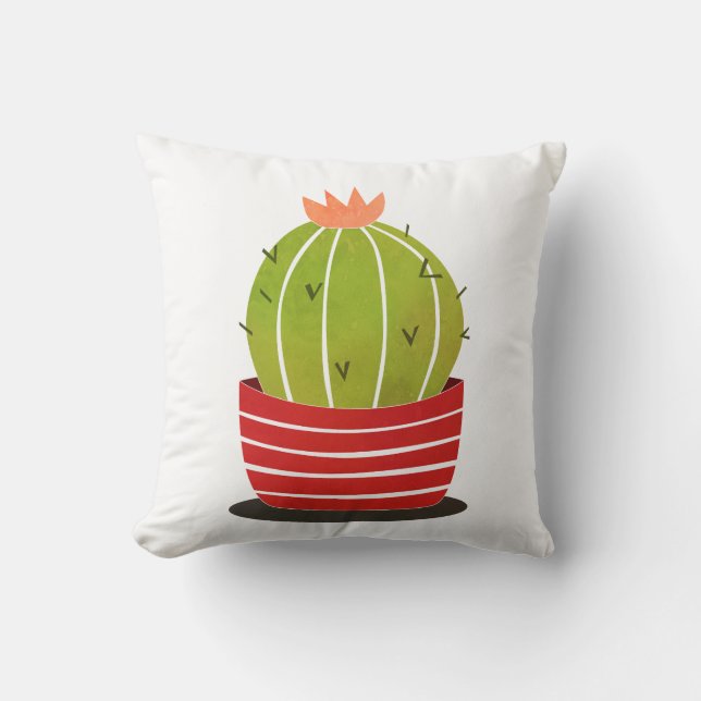 CACTUS PILLOW cactus in a pot minimal art  (Front)